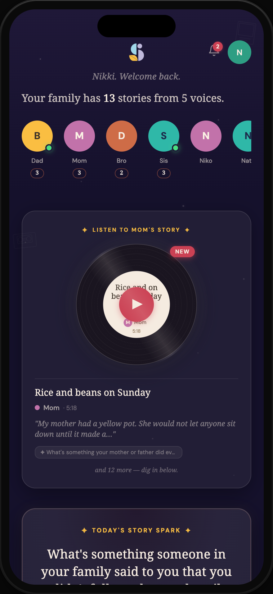 The Sommos living room home screen with vinyl playback